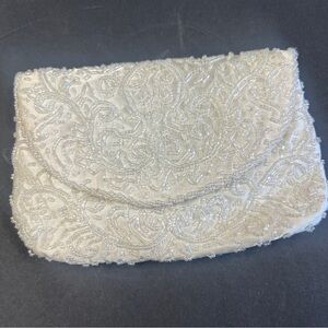 Ivory Beaded Evening Clutch